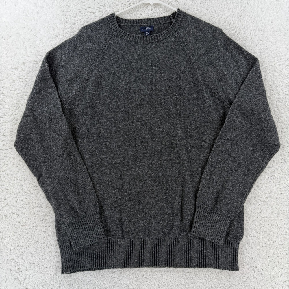 J.Crew Sweater Mens XL Gray Polyamide Lambswool Crewneck Knit Pullover Soft